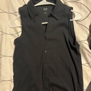 GAP Women's Black Button Down Sleeveless Shirt